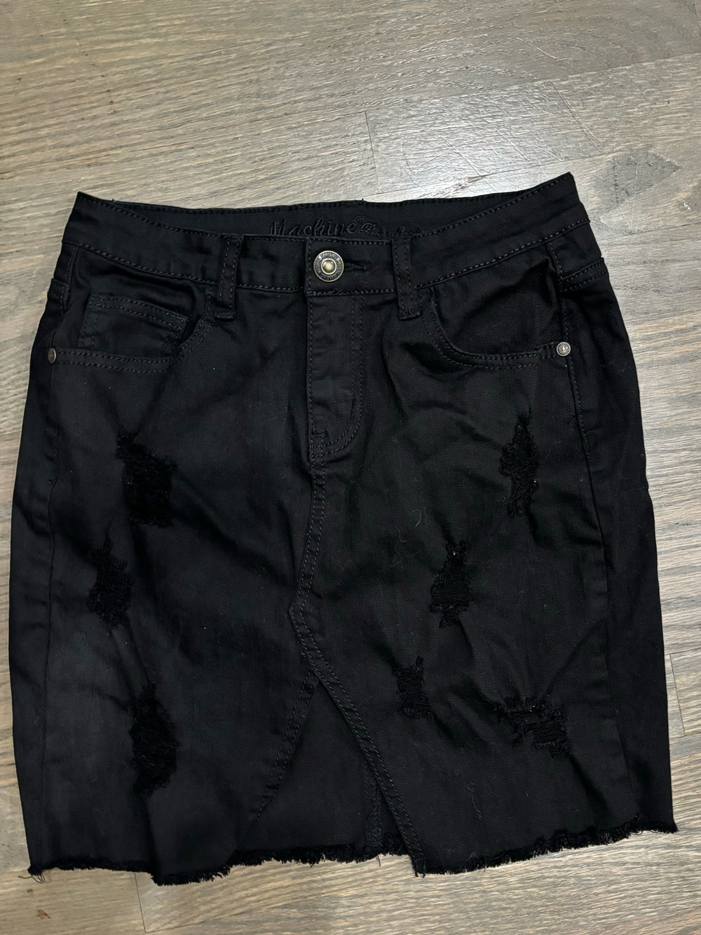 Y2K black distressed denim mini skirt  women’s size 30 10